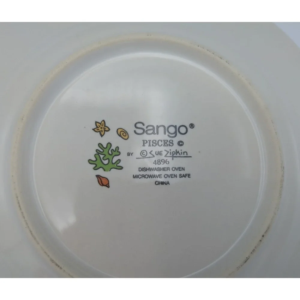 Sango 2 Small Plates Pisces Artist Sue‎ Zipkin Vibrant Blues Beach Shell Summer